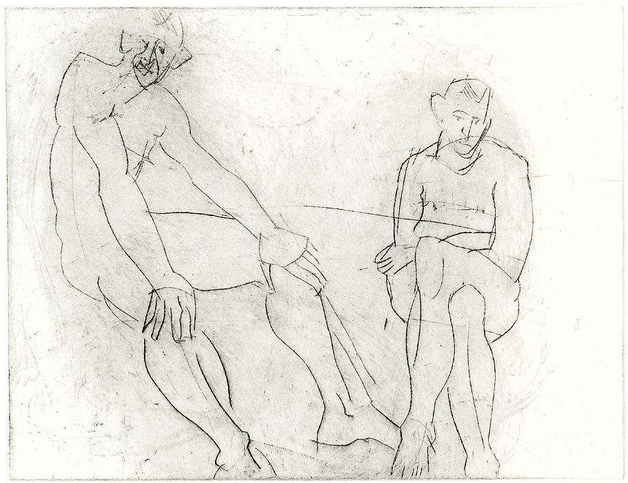 Agnes Keil, zwei Männer, 14 x 11cm, 2001